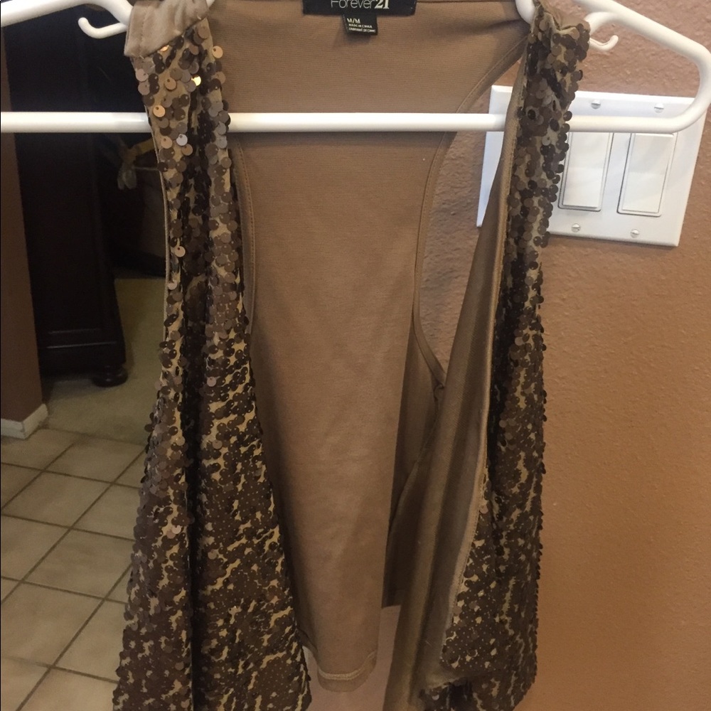 Brown sequin vest worn once great with jeans